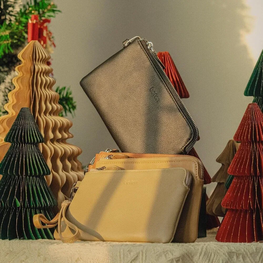 Genuine Leather Wristlet Clutch for Women with Card Slots and Smartphone Pocket